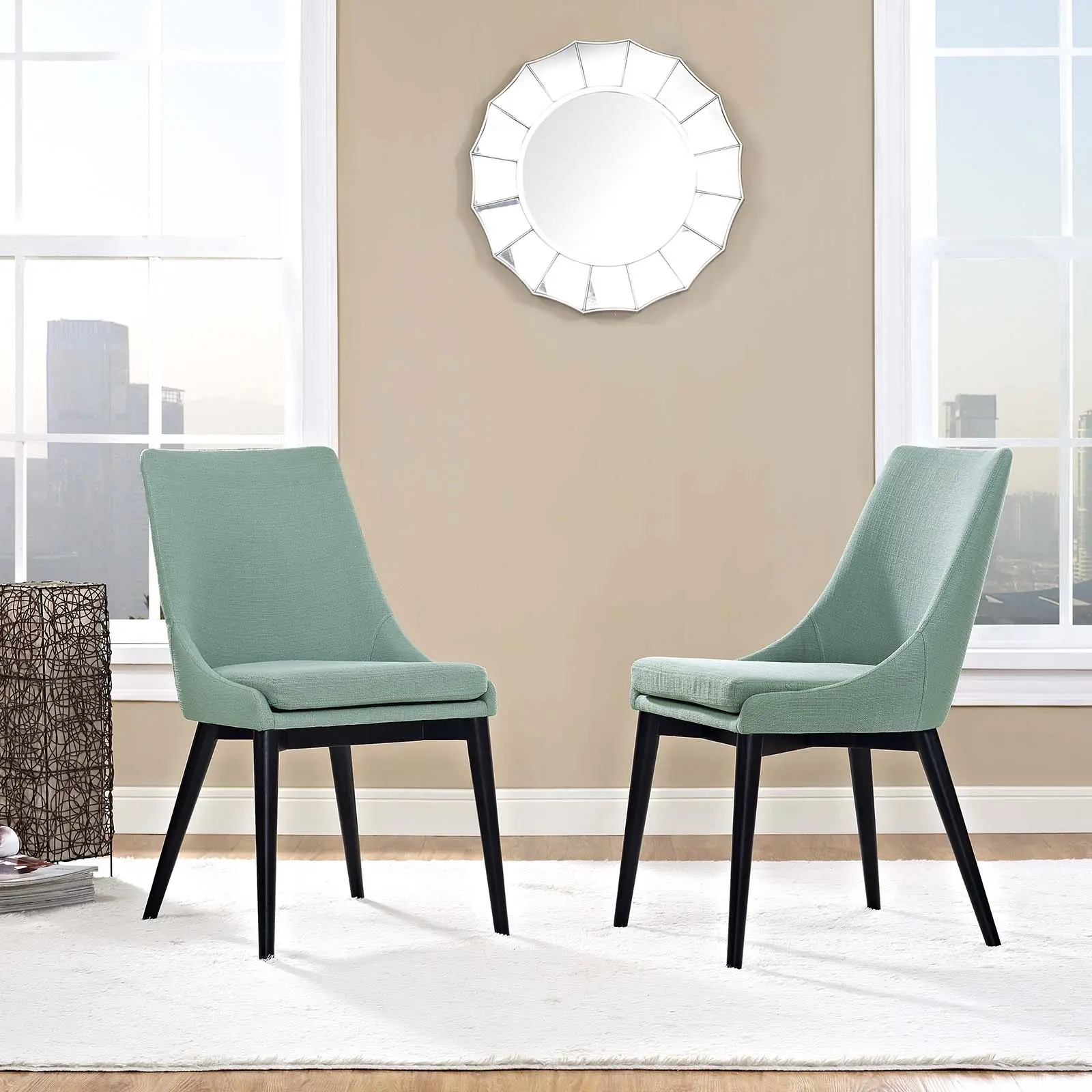 Modway Viscount Modern Accent Dining Side Chair, Fabric Upholstered Set of 2, Laguna Color, Modern Accent Chair