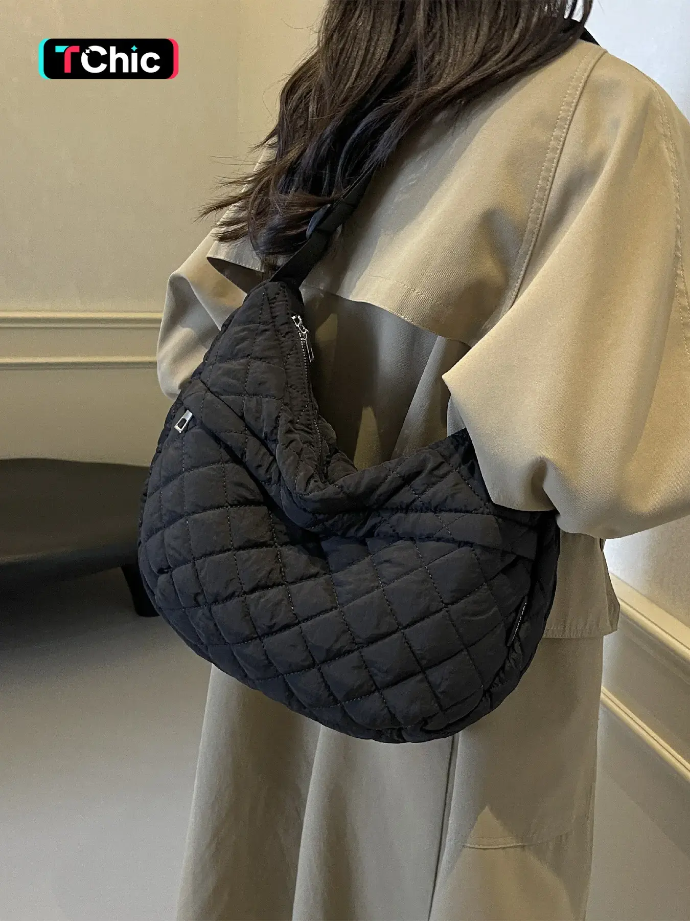 Women's Solid Color Quilted Crossbody Bag, Large Capacity Shoulder Bag for Daily Used, Casual Trendy Versatile Daily Commuting Bag, Commuter Crossbody Bag, Casual Fashion Bag, Crossbody Shoulder Handbag