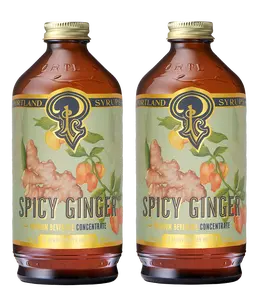 Portland Soda Works Spicy Ginger Syrup Two-Pack Organic Peruvian Ginger & Regenerative Cane Sugar with Japanese Chilies & Habaneros 16 oz Bottles