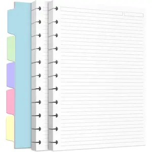 Discbound Refill Paper, Disc Paper Refill for Note-Taking System Discbound Planner Inserts with 240 Pages, 5 Sheets Dividers,White Paper Refill, Letter Size 8.5" x 11 "