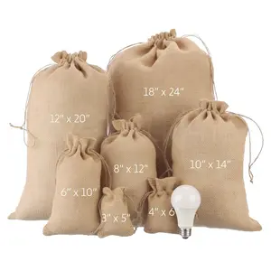 Burlap Bag with natural jute drawstring-Burlap Bag bag-Choose quantity and size-