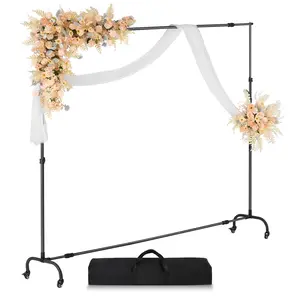 VEVOR Backdrop Stand with Wheels, 7 x 10 ft Adjustable Photo Backdrop Stand Kit, Moveable Background Backdrop Stand, Heavy Duty Projector Screen Stand, for Wedding, Photo Studio & Party