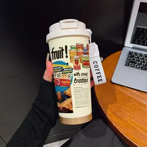 Abstract Can Texture Coffee Cup, Portable Dual Drink Insulated Tumbler, Heat/cool Water Bottle, Boho Style, Office, Travel, Sports