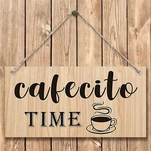 Wooden Hanging Sign, Coffee Time Letter Pattern Hanging Plaque, Decorative Hanging Ornament for Coffee Room Party Decoration, Home Decor