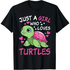100% Cotton Just A Girl Who Loves Turtles Ocean Animal Cute Sea Turtle T-Shirt