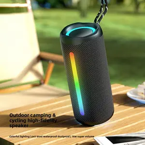 New Wireless Bluetooth Speaker Outdoor Waterproof Portable Super Subwoofer with RGB Light Cylindrical Audio