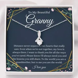 Grandmother Necklace, To My Granny Necklace, Gift For Grandmother Grandma From Granddaughter Grandson, Jewelry Message Card, Necklace Gifts For Birthday, Anniversary, Christmas Day, Thanksgiving