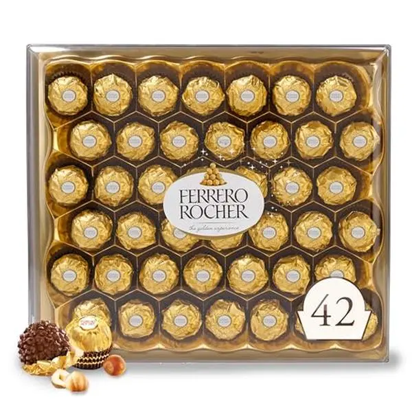 Ferrero Rocher, 42 Count, Premium Milk Chocolate Hazelnut, Chocolates for Gifting, 18.5 oz Ferrero Rocher, 42 Count, Premium Milk Chocolate Hazelnut, Chocolates for Gifting, 18.5 oz