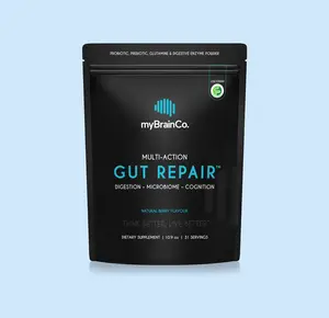 myBrainCo. Gut Repair Award Winning FODMAP Certified Formula with Probiotics Prebiotics Fiber Glutamine Digestive Enzymes Vitamins for Bloating & IBS Support 31 Servings