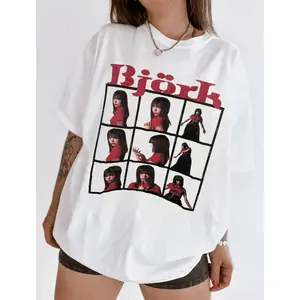 Bjork t shirt 90s white short sleeve tee classic Unisex Men Women, Bjork vintage shirt, Band Tour Tee, concert tour music, vintage music shirt