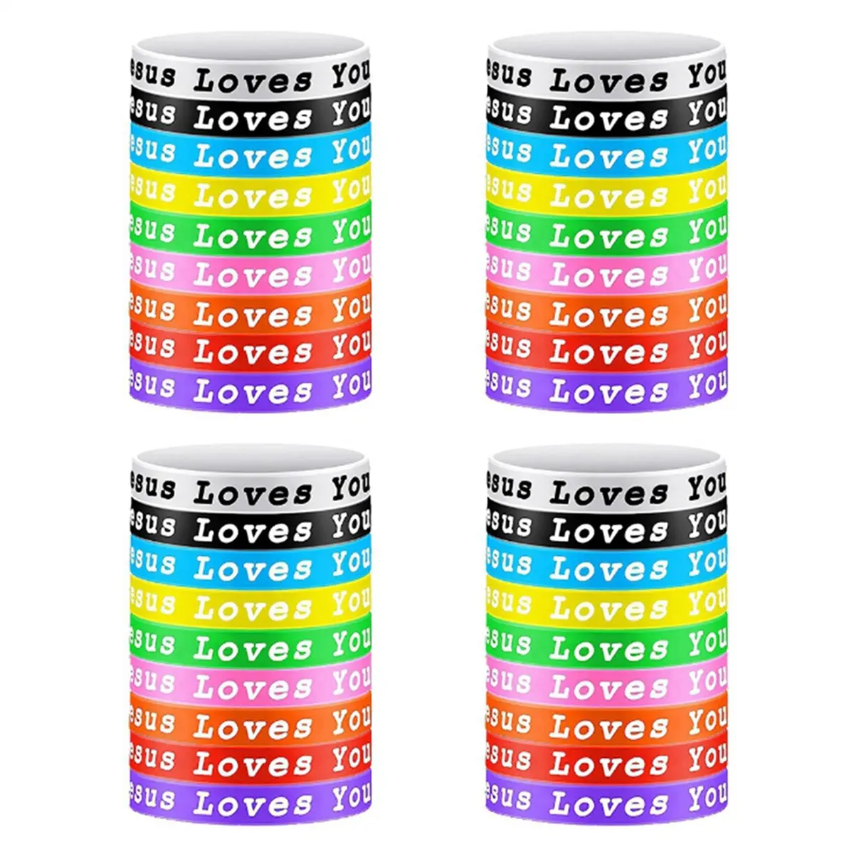 36Pcs Eco-Friendly Christmas Christian Silica Gel Bracelets, Vibrant Unisex Love Purple Wristbands for Adults with 4 Black Wristbands