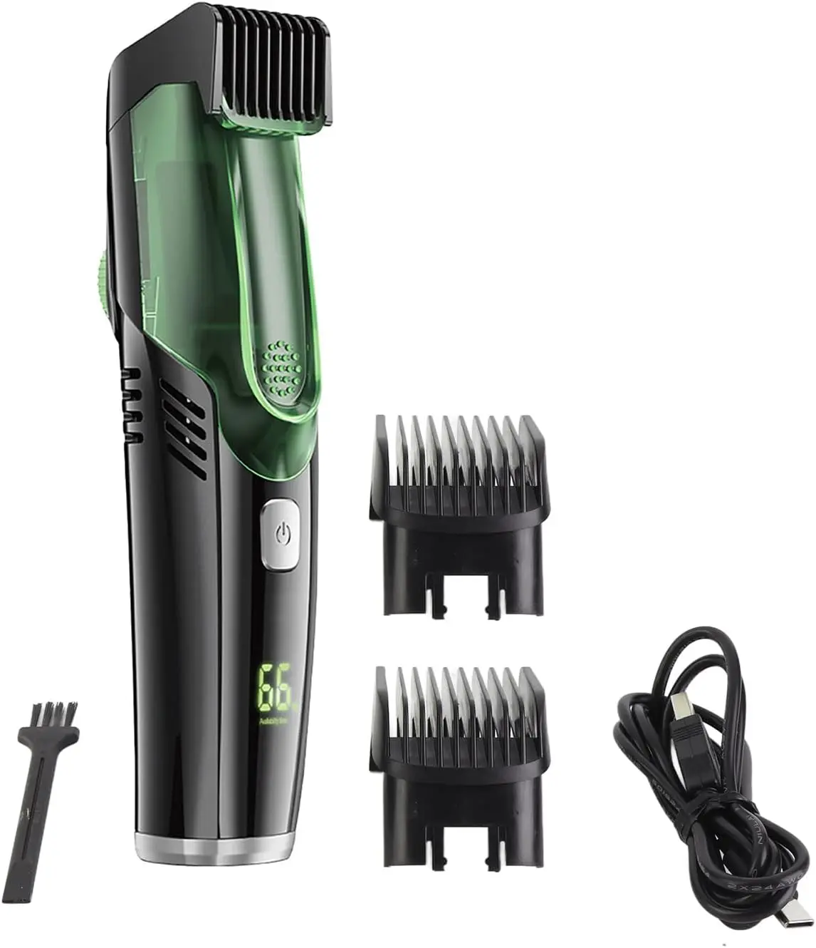 Rechargeable Stainless Steel Vacuum Beard Trimmer with USB Port, Dual Motors, 20 Trimming Lengths - Captures 99% of Clippings, Eliminates Sink Hair Mess & Skin Nicks, Ideal for Shaping Staches (Fashion Accessory Keychain Compatibility), Eliminates Skin Ni
