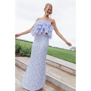 Jennings Lace Maxi Skirt - Blue Sequin