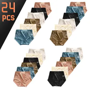 24 Pieces Women's Lace Bow Underpants Elastic Breathable Comfortable Solid Color Seamless Knitted Casual Everyday Winter Clothes for Women Perfect for Christmas Matching panties period underwear Fabric Flat underwear for women Soft Style Womenswear