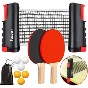 FBSPORT Ping Pong Paddle Set, Portable Table Tennis Set with Retractable Net,Rackets,Balls and Carry Bag for Indoor/Outdoor Games