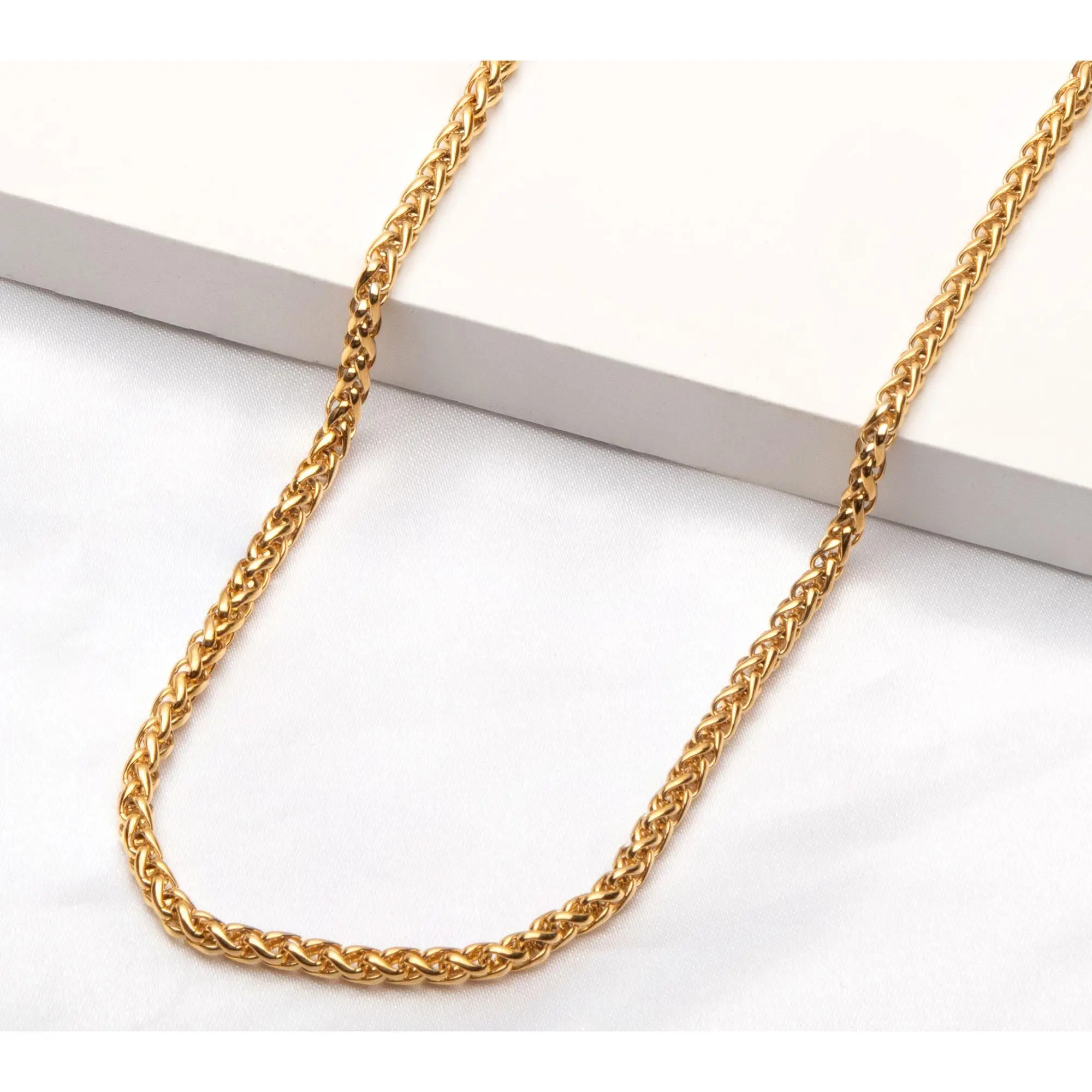 Verve Men's Jewelry Goldtone Stainless Wheat Chain Necklace Verve Men's Jewelry Goldtone Stainless Wheat Chain Necklace