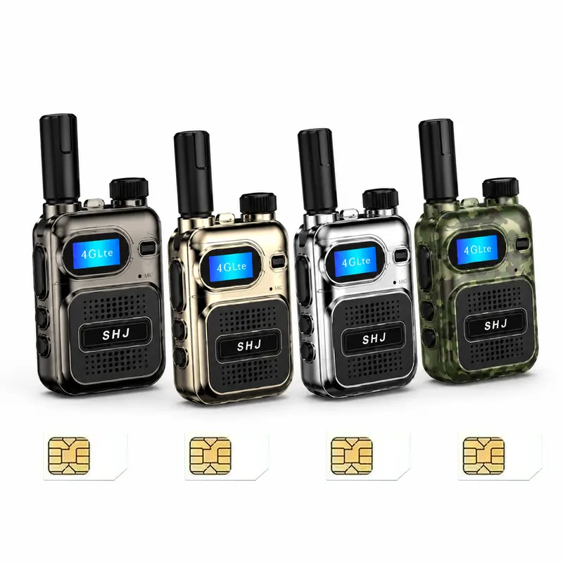 SHJ 4G LTE PoC Digital Portable Walkie Talkie Device - Wireless 2-Way Radios for Business Adults, Rechargeable Audio, Batteries Included, 1 Extra Yearly SIM Card, Durable Type-C Port, IMEI Number, 5000 km Long-Range Handheld