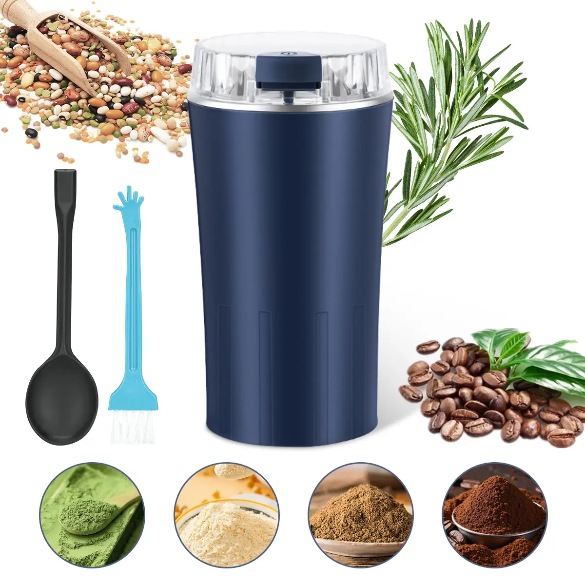 300W Electric Coffee Grinder for Fast Grinding—Perfect for Beans, Spices, Nuts & More. Compact and portable, this ultra-fine powder grinder doubles as