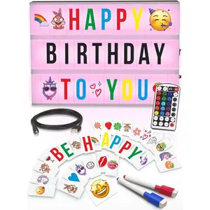 Cinema Light Box with Letters Marquee Color Changing Light Box Sign with 386 Black & Color Letters Emoji 2 Markers Premium Light Up Letter Board 16 Dimmable Remote-Controlled Colored Options