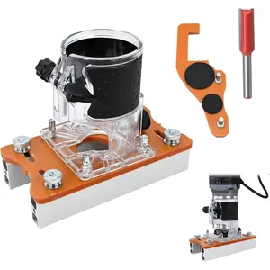 2-in-1 Router Jig for Slotting & Positioning, Heavy-Duty Aluminum Adjustable Bracket for Invisible Fasteners & Edge Grooving, Compatible with Most Routers (0-2 Inch Capacity)