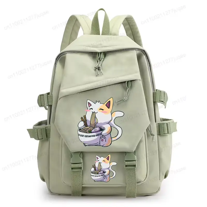 Back To School Funny Ramen Cat Print Backpack Girl School Bag Travel Bag Kitten Fashion Leisure Backpacks Travel Knapsack Bag