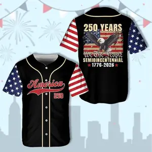 USA 250th Anniversary Baseball Jersey, Patriotic USA Independence Day Shirt, Unisex Independence Day 4th of July Outfit - Multiple Colors Available