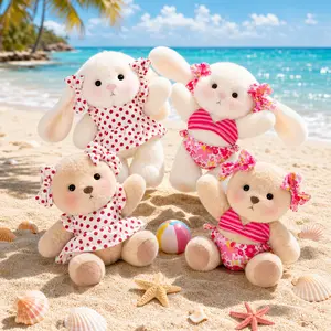 Getahug 5.9 In Cute Mini Animal Fluffy Fuzzy Squishy Stuffed Toy, Summer Bikini Edition Bear Bag Charm Keychain, Handmade with Gift Box, Wipe with Wet Wipes, Cute Mini Animal Stuffed Toys
