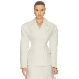 Camila Coelho Malena Linen Blazer in Tan