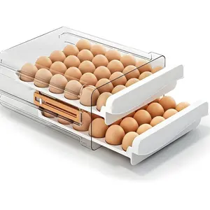 Egg Holder for Fridge 60 Count Large Capactity Egg Storage Container for Refrigerator, Clear Stackable Egg Organizer for Fridge, Coutertop Egg Trays Pull Out Drawer