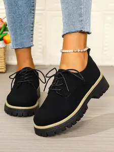 Women's Fashion Thick Sole Walking Shoes, Wide Round Toe Slip-On Casual Flat Shoes, All-Season Comfortable PU Leather Sneakers, Slip On Flats