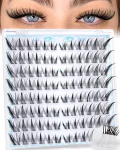 Cat Eye Self Adhesive Eyelash Natural Self Adhesive Lash Clusters Wispy Pre-Mapped No Glue Lash Clusters C-Curly Fox Eye Pre Glued Eyelashes Clusters 8-18MM by Zegaine