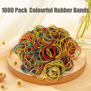 1000 PCS Colourful Rubber Bands 25/ 38/ 50mm Mixed Elastic Stretchy Rubber Rings for Home, School, Office