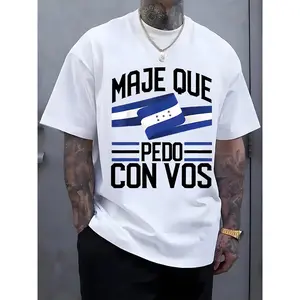 Men's Honduras Flag Print T-Shirt, Casual Short Sleeve Round Neck Tee for Summer and Spring, Men's Outdoor Wear