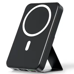 【DealsForYouDays】 10000mAh Magnetic Power Bank  Wireless Portable Charger with USB-C Cable LED Display Foldable Battery Pack for iPhone17/ 16/15/14/13/12/Pro/Pro Max Series Charging Compact Silicone Black