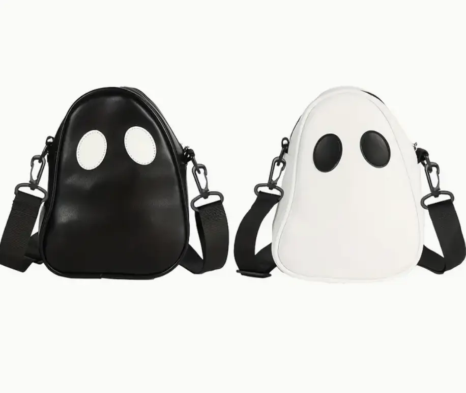 Spooky Ghost Graphic Crossbody Purses for Women, PU Leather Satchel with Adjustable Strap & Zip Closure for Halloween, Carry All Crossbody, Shoulder Strap, Holiday