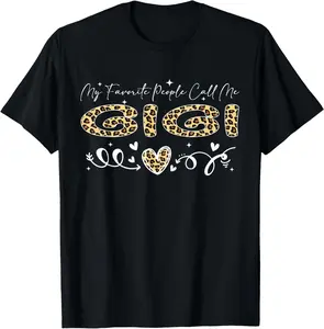 Women's 100% Cotton Short Sleeve Casual T-Shirt - Round Neck, Lightweight, Breathable, "My Favorite People Call Me Gigi" Leopard Print, Comfortable Fit for Gigi Family Fans
