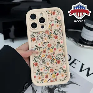 Spring Wild Flower Pattern TPU Phone Case for iPhone 16 15 14 Pro Max 13 12 11 XR XS Plus E Shockproof Drop Protection Rugged Durable Silicone Cover Cellphone Protective Smartphone Casing Protector