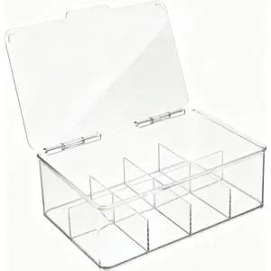 8-Compartment Tea Bag Storage Box with Lid, Detachable Large Pet Coffee Sugar Packet Organizer, Desktop Living Room Shelf