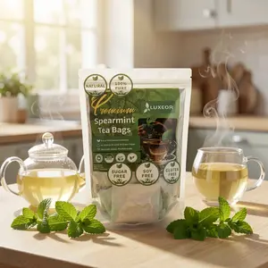 Peppermint Tea Bags, 60-Count Pre-Packed Natural Sun-Dried Sugar-Free Herbal Beverage with Pure Mint Herbal Blends and Detox Tea Blend