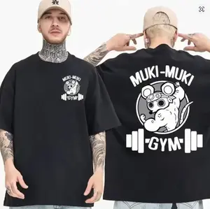 Anime Demon Slayer Uzui Tengen Print T-shirts Unisex Funny Ninja Mice Muki Muki Gym T Shirt Muscular Mouse