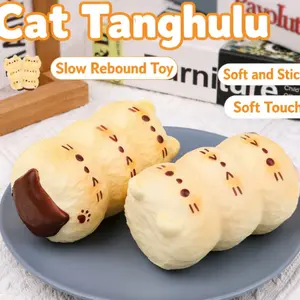 Cat Skewer Squishy Toy, Cute Bread Texture, Super Soft Slow Rebound, Stress Relief, Relaxation, Perfect for Relaxing Moments