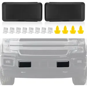 F150 Front Bumper Guard Pad Cover Compatible with Ford F-150 2018 2019 2020, Replace #   JL3Z17E810AB, Front Left Driver & Right Passenger Side Inserts End Caps, 2Pcs Black