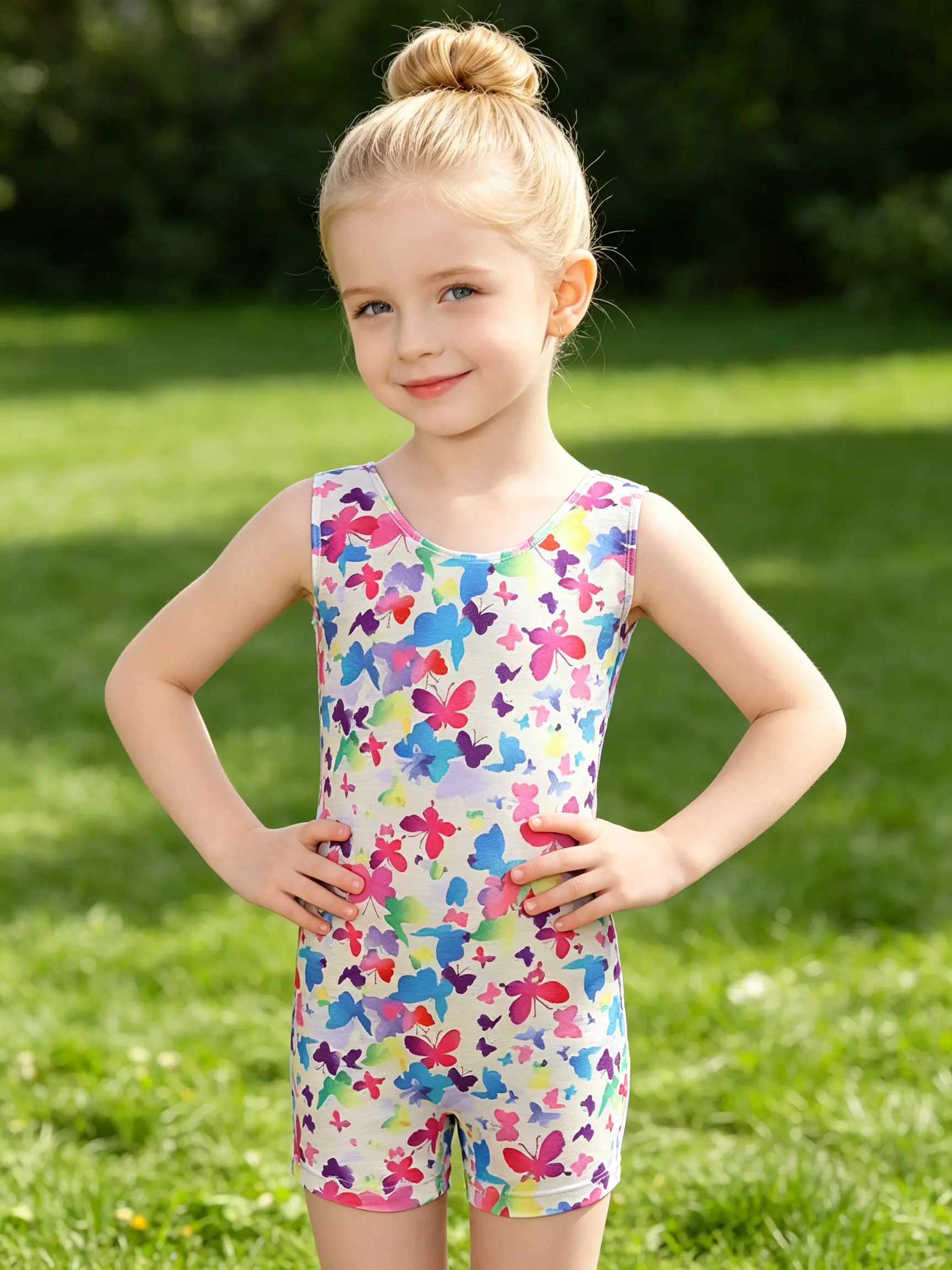 Toddler Girls Sleeveless Gymnastics Unitard Cute All Over Christmas Snowman Animal Butterfly Print Soft Stretch Short Leg Ballet Leotard for Gym Training Daily Holiday Play Loungewear