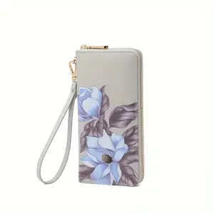 bn ZOOLER Flower Print Clutch Bag, Luxury Leather Long Wallet, Women's Wristlet Coin Purse kj
