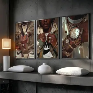 Full Set 3 Black Man Sneaker Wall Art, Set Of 3 Prints, Modern Black Man Cave Poster, Trendy Black Male Art, Hypebeast Decor Urban Art