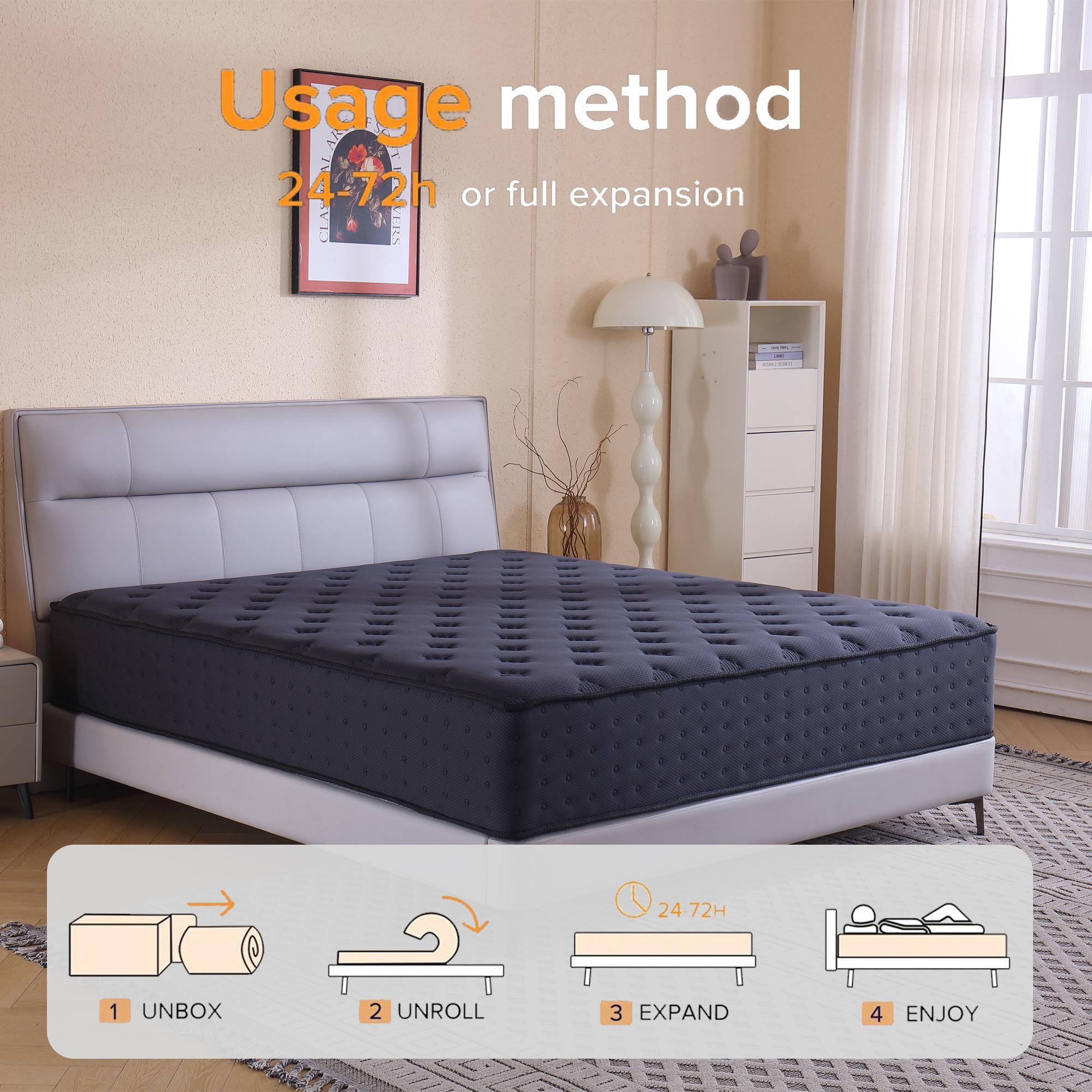 【Good value】12/14 Inch Twin, Full, Queen, King Mattress Memory Foam And Spring, Hybrid MattressMedium Firmness, Lumbar Support, For Home Rooms Hotels, Boxed Halloween ChristmasGift Furniture Ergonomic queen size mattress Interior Modern