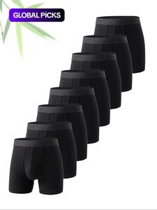 8pcs men's bamboo fiber underwear, long leg anti-chafe briefs, fly design, super soft & breathable, multi-pack, comfortable casual daily wear