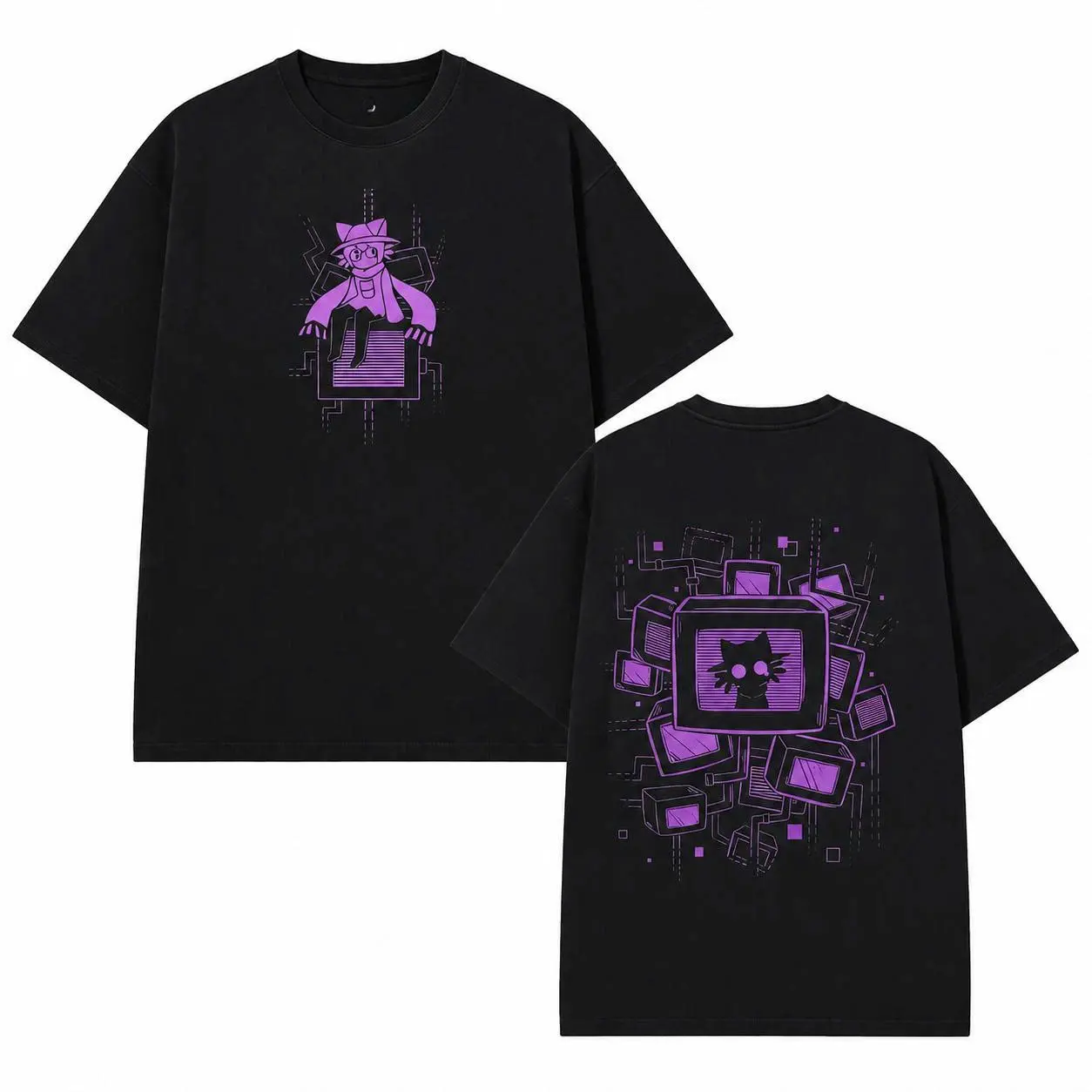 	 OneShot Niko Graphic Tee | Indie Game Retro Tech Aesthetic T-Shirt