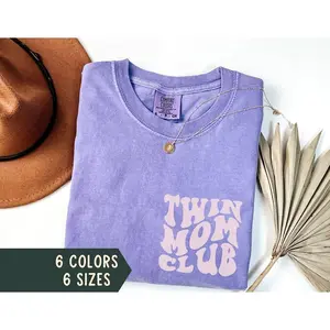 Twin Mom Shirt, Twin Mama Comfort Colors Tshirt, Twin Mama Tee, Mom of Twins Announcement Shirt, Mother's Day Gift for Twin Moms Club