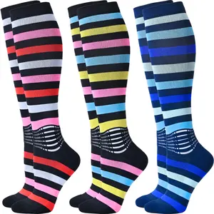 IRAMY Compression Socks Women Ankle Support Gradient Compression Coolmax Wicking Moisture Knee High Socks 3 Packs